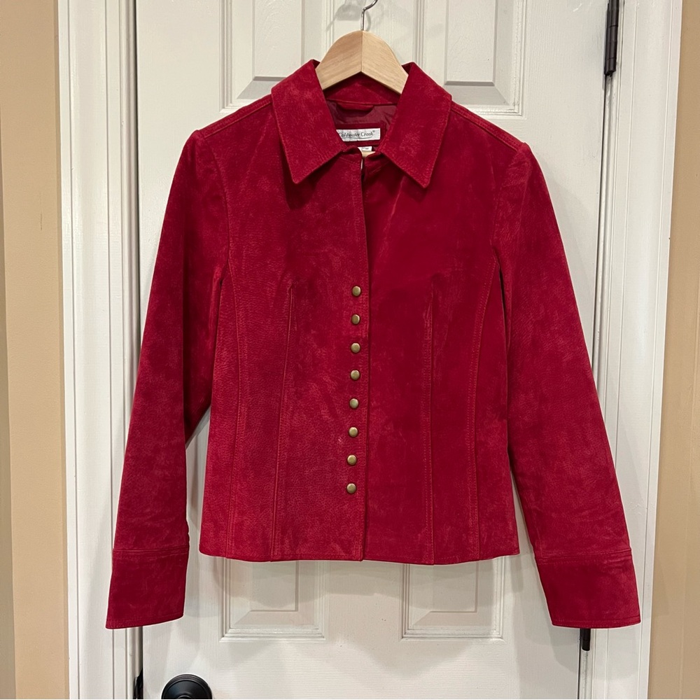 Vintage Coldwater Creek 100% Leather Suede Red Jacket Studded Western Medium